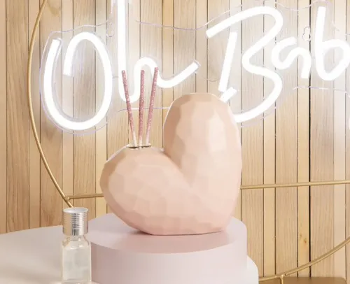 Bomboniera Battesimo Comunione Cresima Claraluna  Diffusore rosa  Cuore Sfaccettato grande