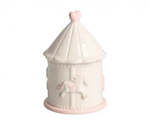 Bomboniera Harmony Battesimo Candela Giostrina in Porcellana Bimba - Con Box e Fazzoletto
