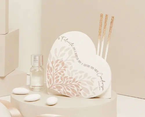 BOMBONIERA MATRIMONIO CLARALUNA DIFFUSORE DECORO CUORE ROSA