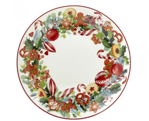 Piatto Rotondo in Porcellana Natalizia 30 cm - Eleganza e Stile Festivo