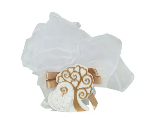 Sacchetto Cresima harmony icona cresima resina bianco con oro