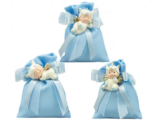 Sacchetto harmony 2024 con magnete unicorno boy 3D con ali dorate oro assortito in 3 modelli