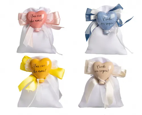 SACCHETTO MAGNETE PALLONCINO CUORE ASSORTITO IN 4 COLORI