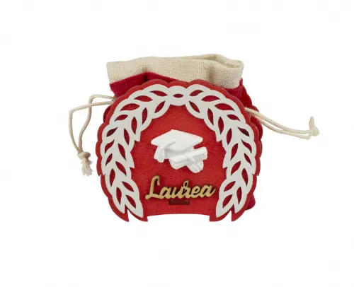 SCATOLINA LEGNO LAUREA CON SACCHETTINO