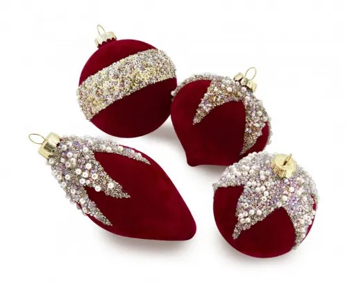Set 4 Addobbi Natalizi Rossi - Eleganza e Brillantezza per l'Albero