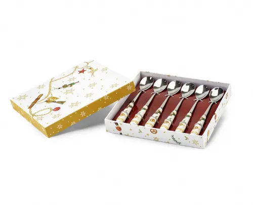 Set 6 Cucchiaini con Manico Decorato - Eleganza Natalizia 19x17x3 cm