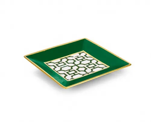 Svuotatasche in Porcellana 24 cm - Design Geometrico con Finiture in Oro