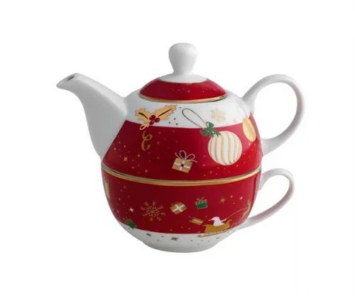 Teiera con tazza Alleluia in porcellana texture, elegante idea regalo matrimonio.