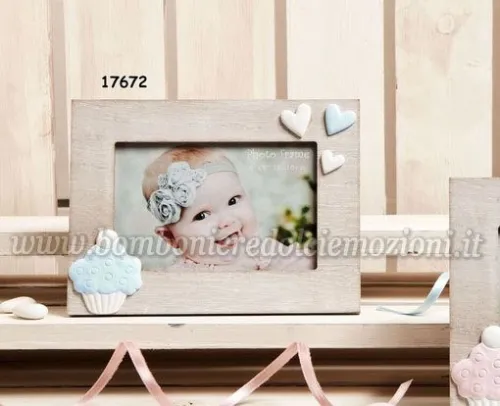 bomboniera claraluna portafoto orizzontale legno per bimbo