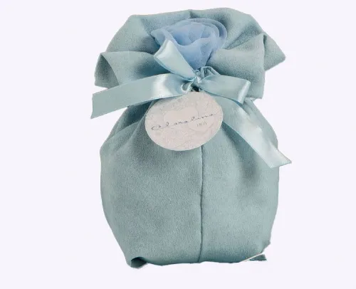 sacchetto claraluna colore azzurro con rosa medio