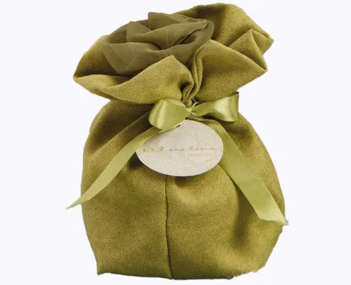 sacchetto claraluna colore verde con rosa medio