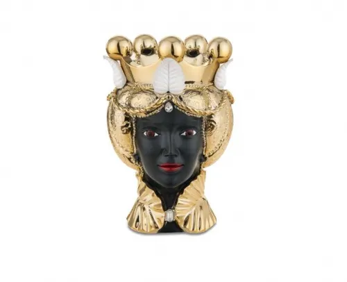 Vaso e Soprammobile  Scultura Testa di moro lEI oro
