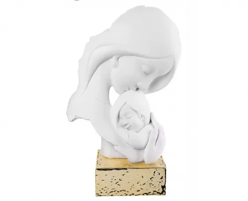 Soprammobile Scultura MATERNITà face bianca con base oro