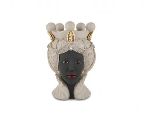 Vaso e Soprammobile Scultura Testa  di moro lei nocciola